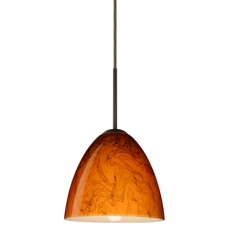 Besa Lighting Vila Cord Pendant, Habanero, Bronze Finish, 1x60W Incandescent 1JT-4470HB-BR